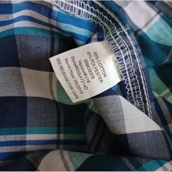 2 Button Up Shirts Long Sleeve Short Sleeve Size 14-16 - Picture 10 of 13